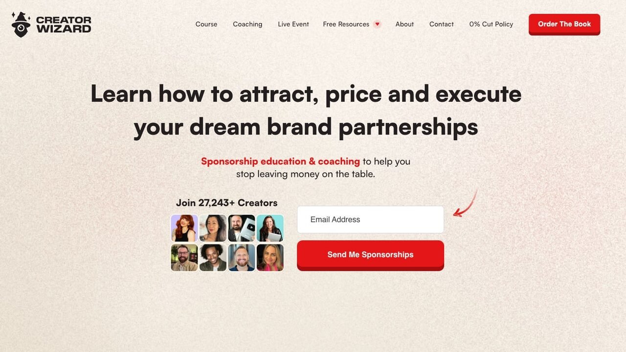 Creator Wizard website screenshot