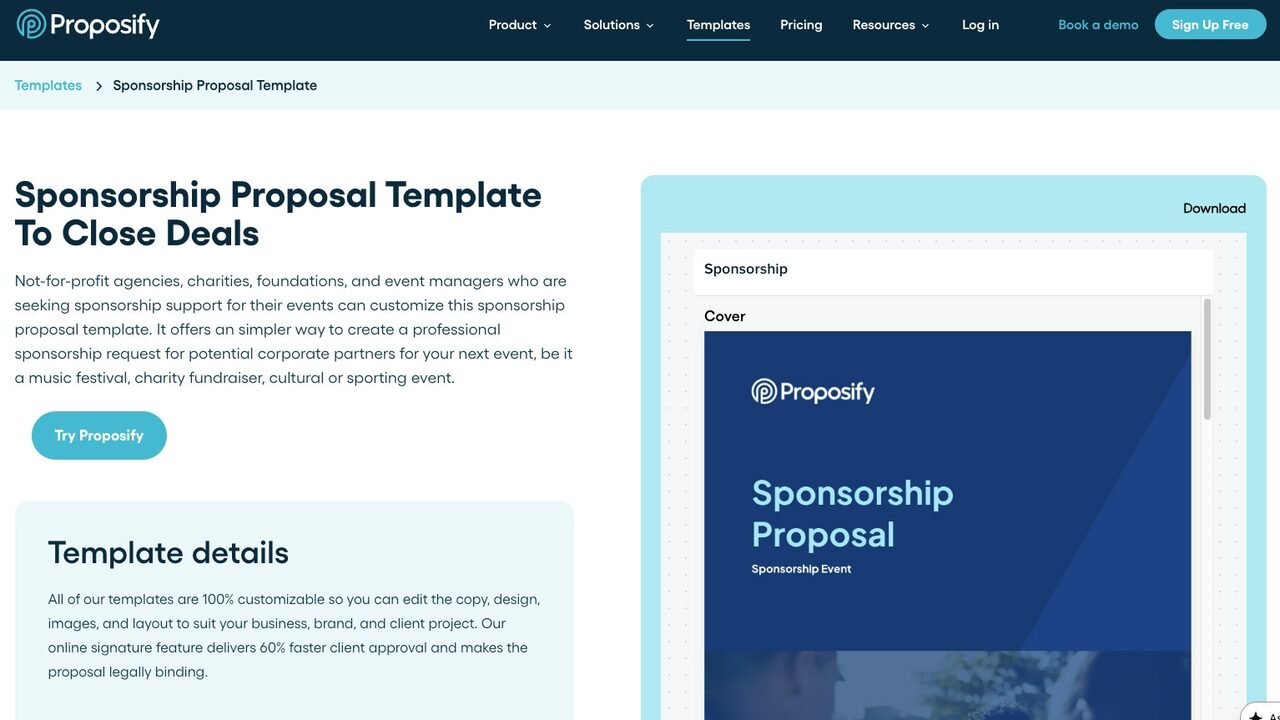 Proposify website screenshot
